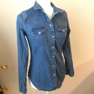 Ladies Button Up jean  Shirt